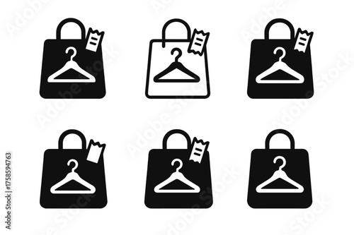 Chic Boutique Exploration. A person browsing through racks of clothes in a stylish boutique. Set Logo of A person browsing through racks of clothes in a