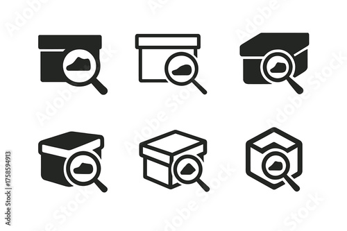 Creative Shoe Logos. Looking for your shoes. Set Logo of Looking for your shoes: Shoe box label with magnifying glass. harmonious logo variations of the same
