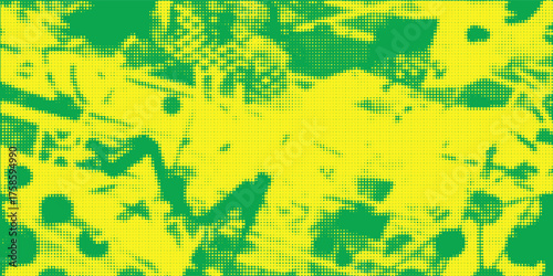 Dots halftone yellow green color pattern gradient texture background.