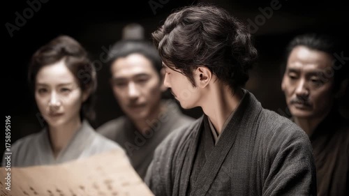 Scene of Oriental Classical Figures Studying Drawings