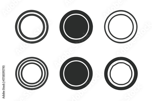 Versatile Mason Jar Lids. Mason jar lid. Set Logo of Kitchenware: top view of lid icon. harmonious logo variations of the same emblematic concept, each with