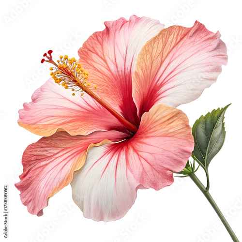 A Hibiscus Flower in Bloom isolated on a transparent background