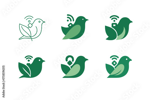 Eco-Friendly Bird Conservation. Tropical bird conservation with eco-friendly technology. Set Logo of Tropical bird conservation with eco-friendly technology: