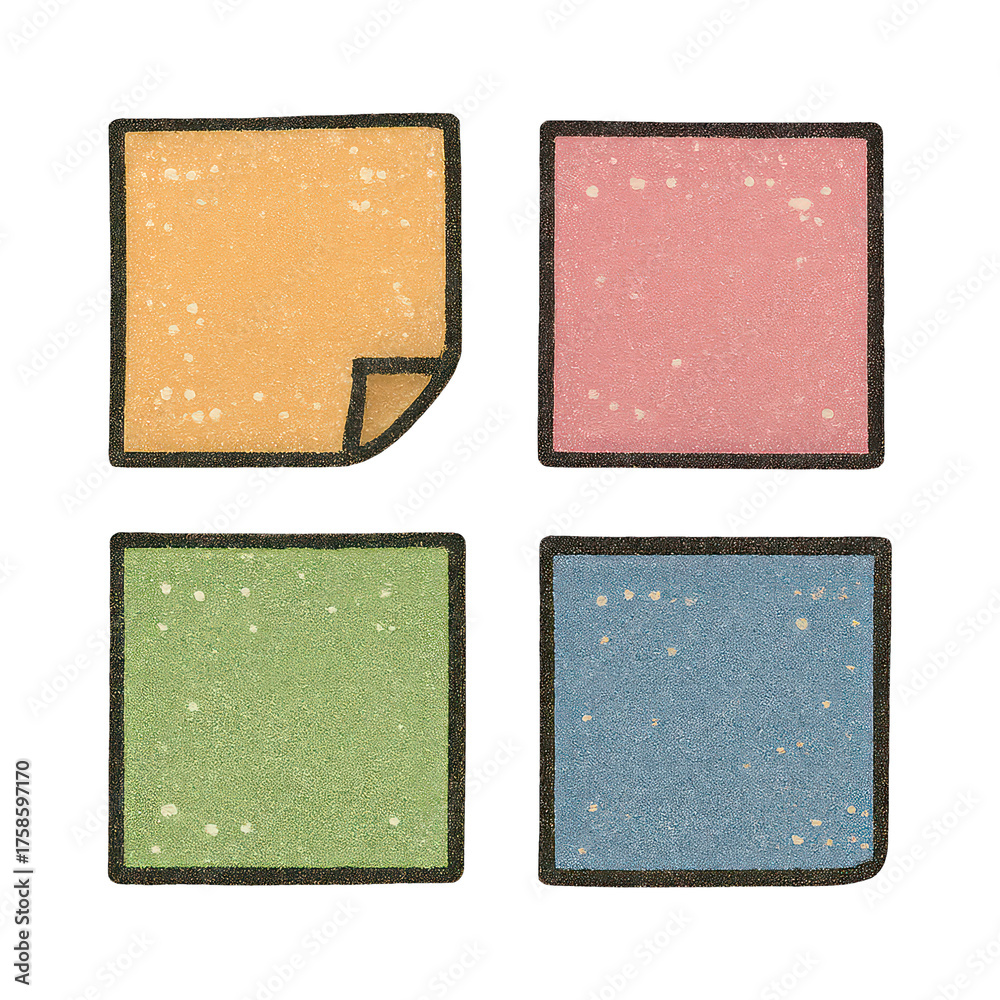 Fototapeta premium PNG Colorful textured square notes