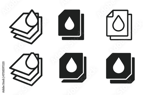 Paper Logo Variations. Paper types for printing. Set Logo of Paper types for printing: Synthetic waterproof paper. harmonious logo variations of the same