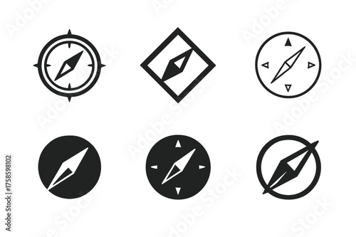Leadership Logo Variations. Leadership training. Set Logo of Leadership training: Compass / Direction dial. harmonious logo variations of the same emblematic
