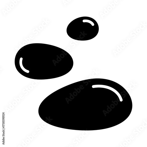 Minimalist Black Spa Stones Icon with Highlights on White Background