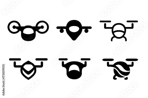 eVTOL Logo Variations. Future of transportation. Set Logo of Future of transportation: Electric vertical takeoff and landing taxi (eVTOL). harmonious logo