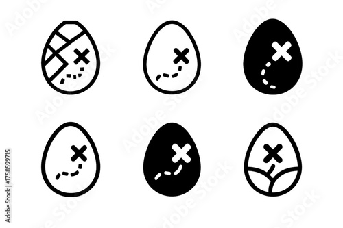 Easter Egg Logos. Easter egg hunts and party games. Set Logo of Easter egg hunts and party games: Treasure map with X and dotted trail. harmonious logo