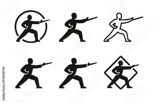 Tai Chi Serenity. A person practicing tai chi in a serene park, surrounded by greenery. Set Logo of A person practicing tai chi in a serene park, surrounded by