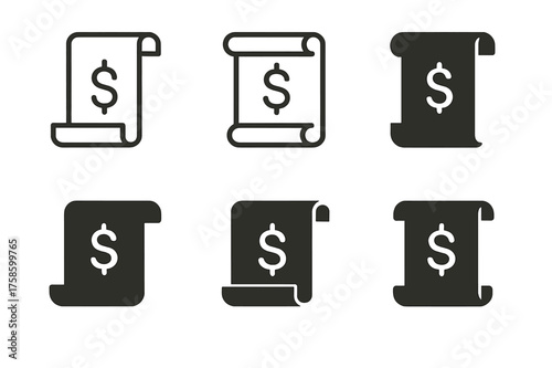 Corporate Bond Logos. Corporate finance. Set Logo of Corporate finance: Corporate bond certificate scroll. harmonious logo variations of the same emblematic