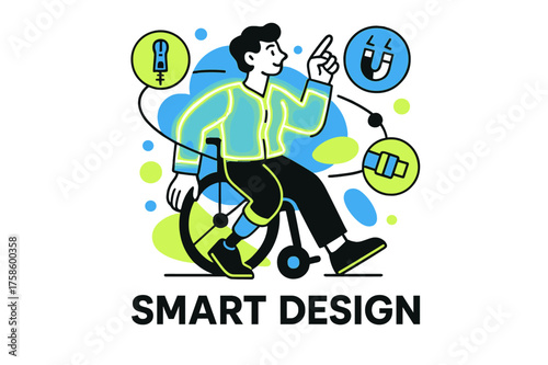 Inclusive Fashion Innovation. fashion for people with disabilities. Abstract glowing adaptive clothing with