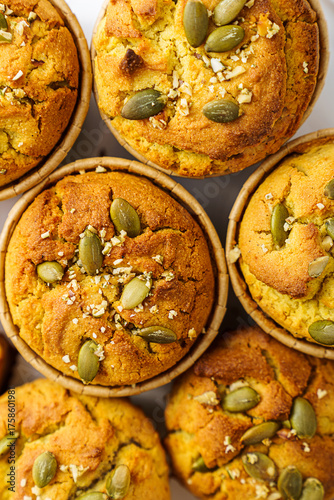 pumpkin muffins on a light background on a plate