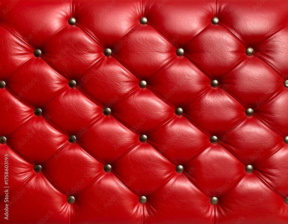 Fototapeta premium Close-up of luxurious, red leather upholstery with button accents
