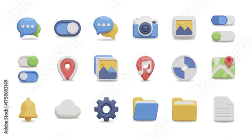 Clay 3D App Icons Pack - Soft UI Pastel Mobile Interface Set