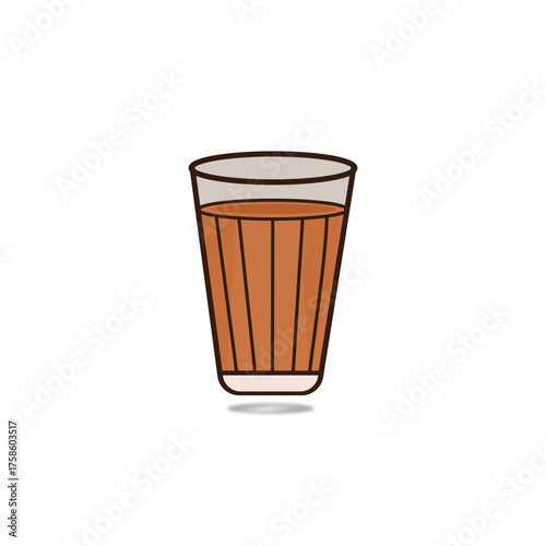 Hot Indian Masala Chai Tea Glass Illustration Vector