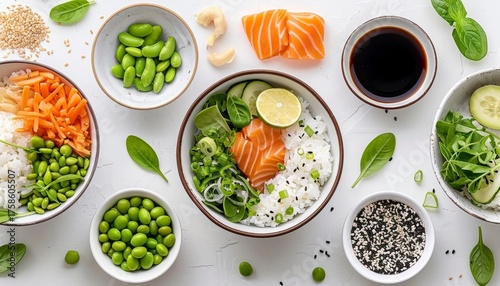 Wallpaper Mural Culinary art  preparing colorful sushi rolls with fresh ingredients on a wooden board Torontodigital.ca