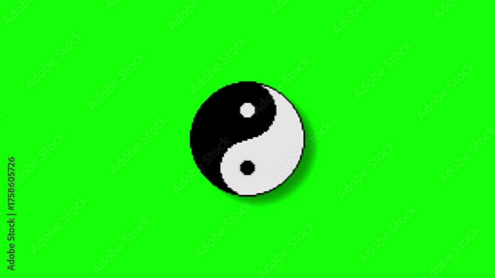 Seamless Loop Retro Pixel Art Animation of a Yin Yang Symbol Rotating ...