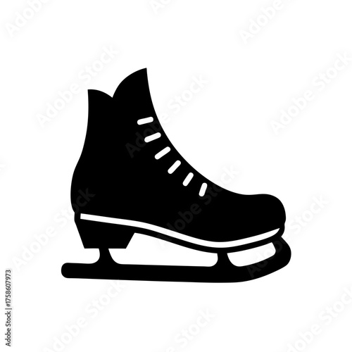 Silhouette of an ice skating boot on transparent background
