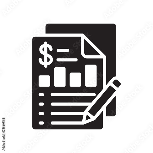 Business profit progress report art silhouette icon. Vector illustration