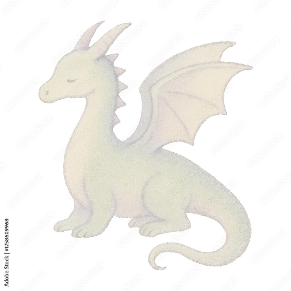 Obraz premium PNG Gentle pastel dragon illustration.