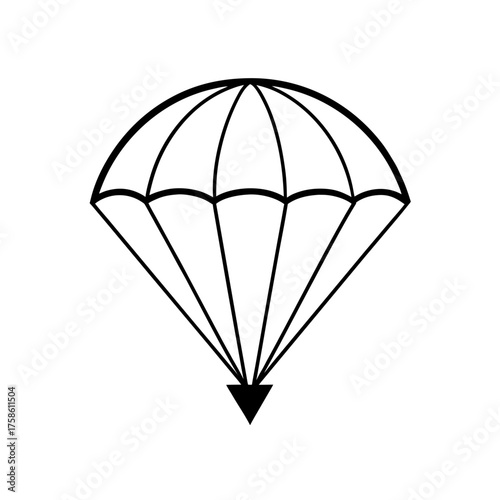 Outline drawing of a parachute on transparent background silhouette