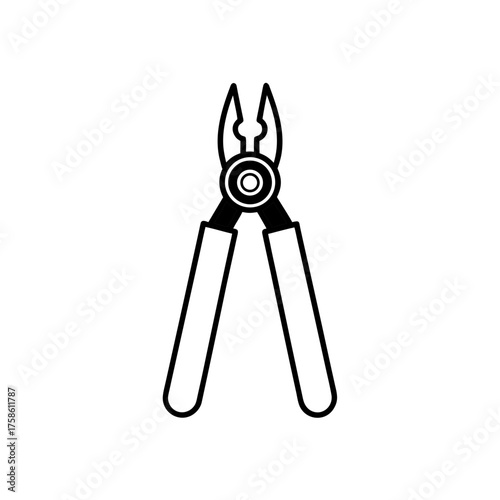 Outline image of a pair of pliers on transparent background silhouette