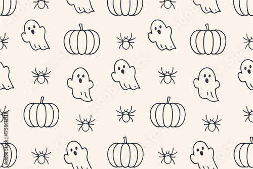 Seamless Halloween Pattern with Witches’ Hats, Brooms, and Potions Vector