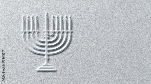 Elegant White Menorah Design on Textured Wall Background