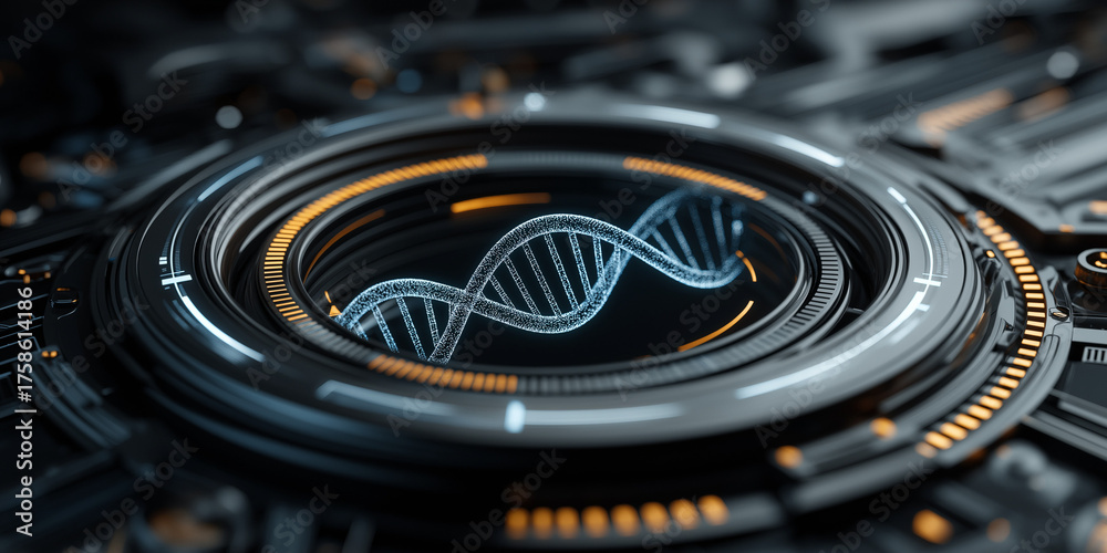 Obraz premium Innovative personalized medicine through genomics technology in science labs abstract environment high-tech viewpoint