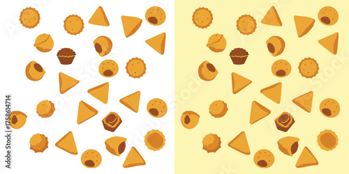 Geometric Flat Design Nigerian Small Chops Repeating Pattern