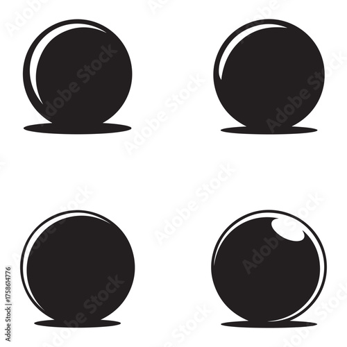 Collection of diverse exercise balls and fitness equipment silhouette