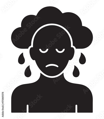 Person silhouette with a dark cloud over their head symbolizing stress and mental burden