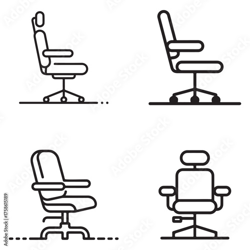 Therapist chair outline set collection of diverse seating options silhouette