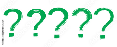 Green question mark vector illustration. Symbol of curiosity, help and inquiry. Question mark vector silhouette on white background. Punctuation design for education, FAQ, support or problem solving
