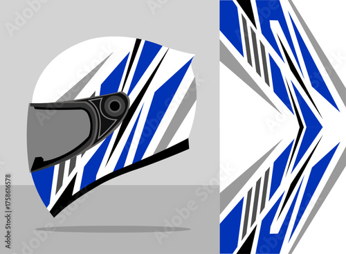 helmet wrap design premium with blue and white color theme