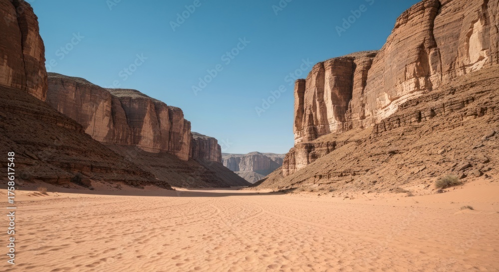 Fototapeta premium Desert canyon, sunlit, vast, and empty