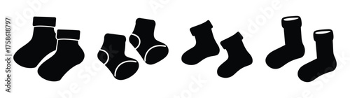 Collectionofblacksilhouettebabysocksvarietydesignsfornewbornstoddlerskidsapparel