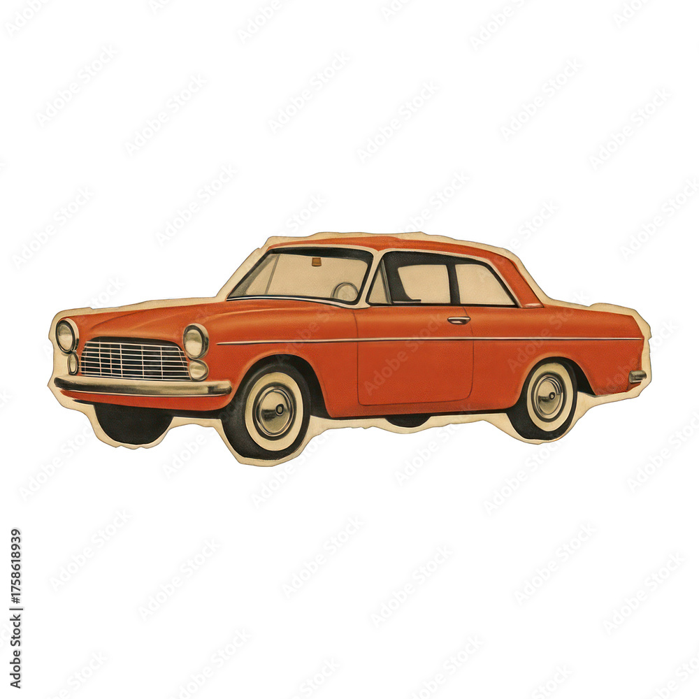 Obraz premium PNG Vintage classic car illustration.