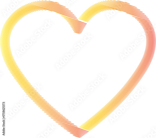 Colorful Outline Heart Brush Stroke Vector Collection – Hand Drawn Romantic Symbol Set, Romantic Gradient Line Art, Abstract Valentine Decoration, and Artistic Grunge Heart Outline Texture Symbol