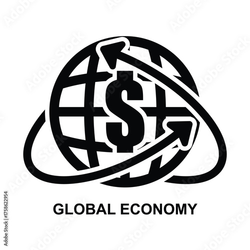 Global economy icon isolated on background vector illustration. Non AI generate.