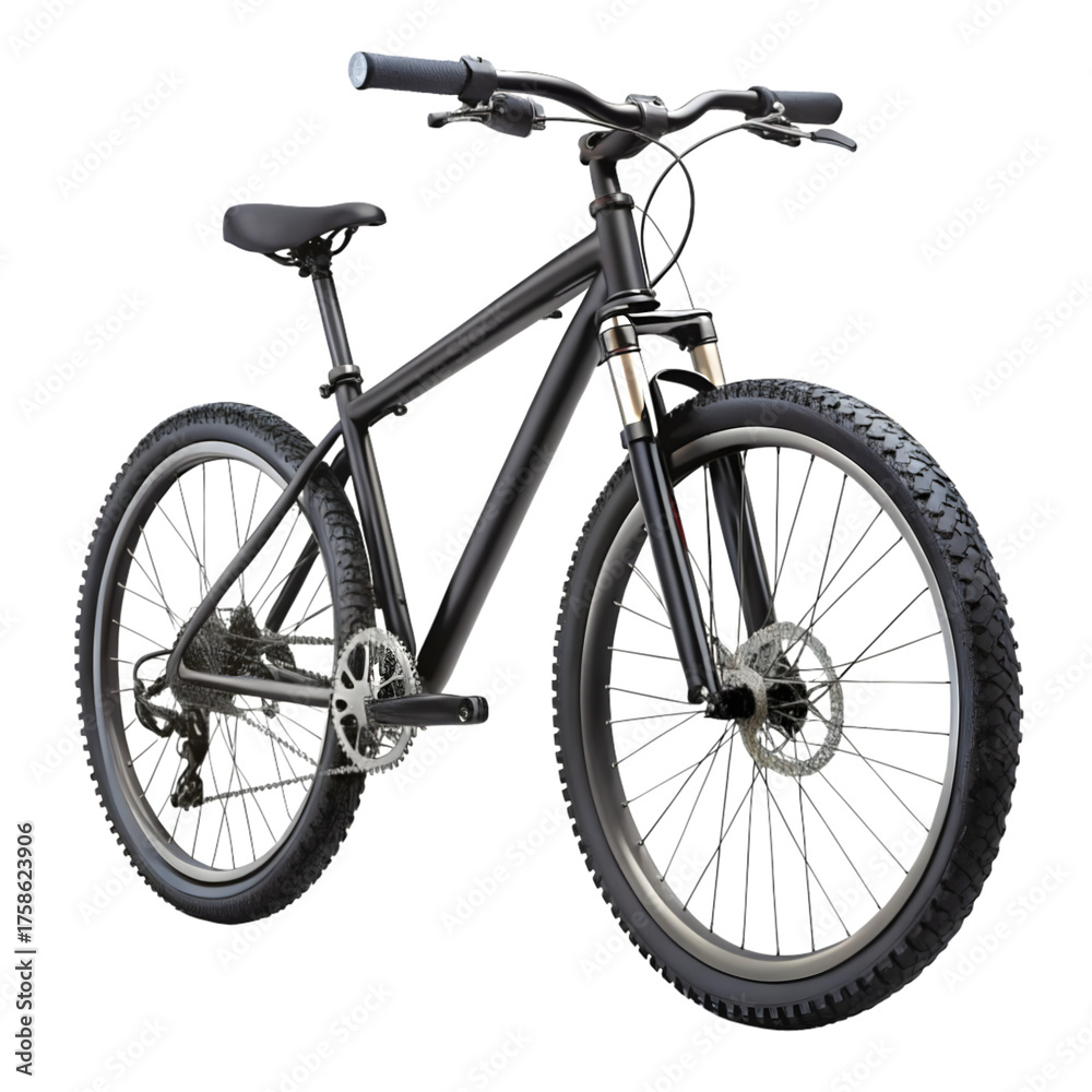 Obraz premium Black mountain bicycle isolated on transparent background