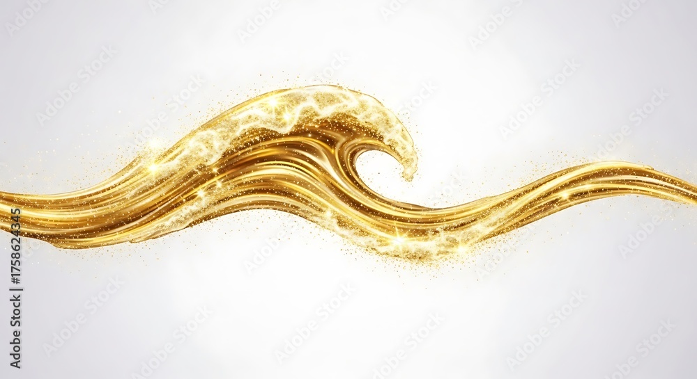 Fototapeta premium Golden Liquid Wave Flow Abstract.