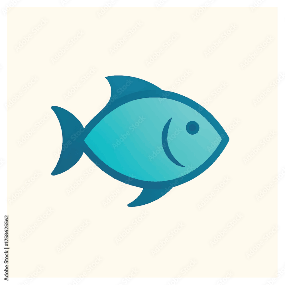 Obraz premium A charming blue fish illustration isolated on white background, swimming in style