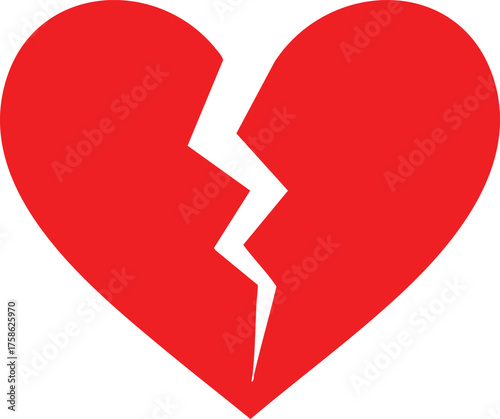 handmade Broken heart vector illustration red crack symbol for love and relationship problems isolated on white background