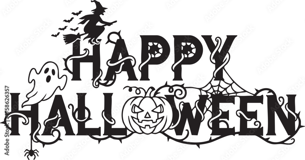 Naklejka premium Happy haloween vector art