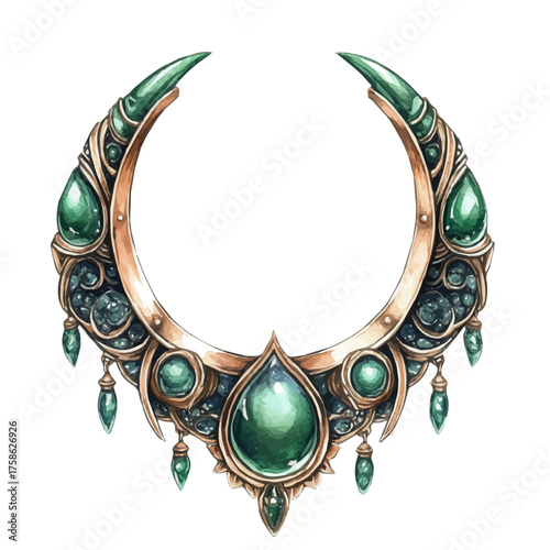 Fantasy Septum Jewelry, watercolor illustration vector, isolated on a white background.