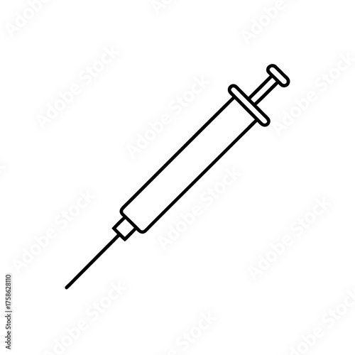 Simple outline drawing of syringe on transparent background