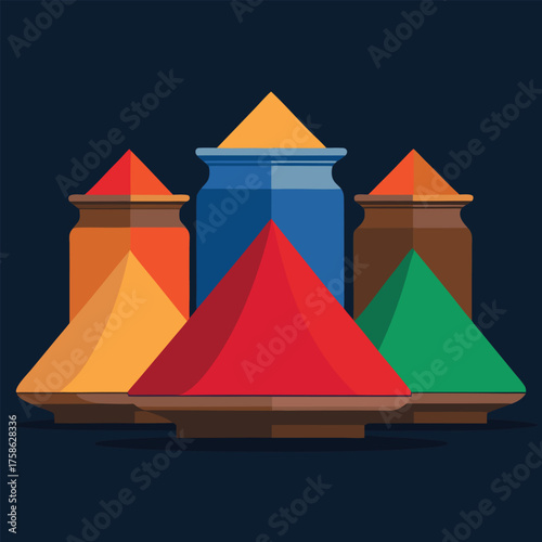 four decorative jars filled with colorful powders  (2).eps