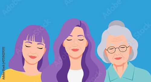 A diverse group of women of different ages and ethnicities representing generational diversity.